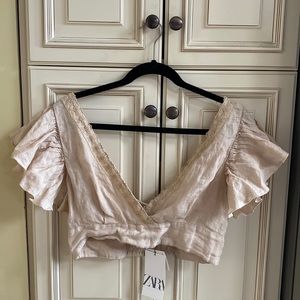 Beige Zara crop top, ruffles